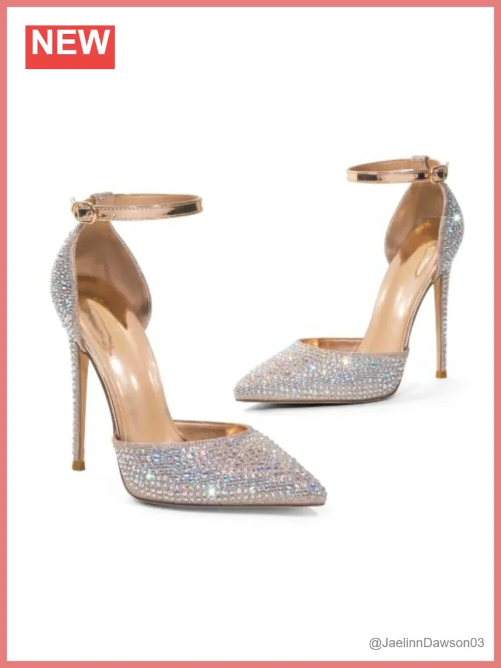 Stiletto Heels Pumps Pointed Toe Rhinestone Ankle Strap
